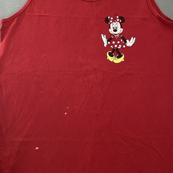 Minnie Mouse Shirt Adult XL Red Disney Designs Tank Graphic Front Back‎ Spellout - Picture 2 of 11